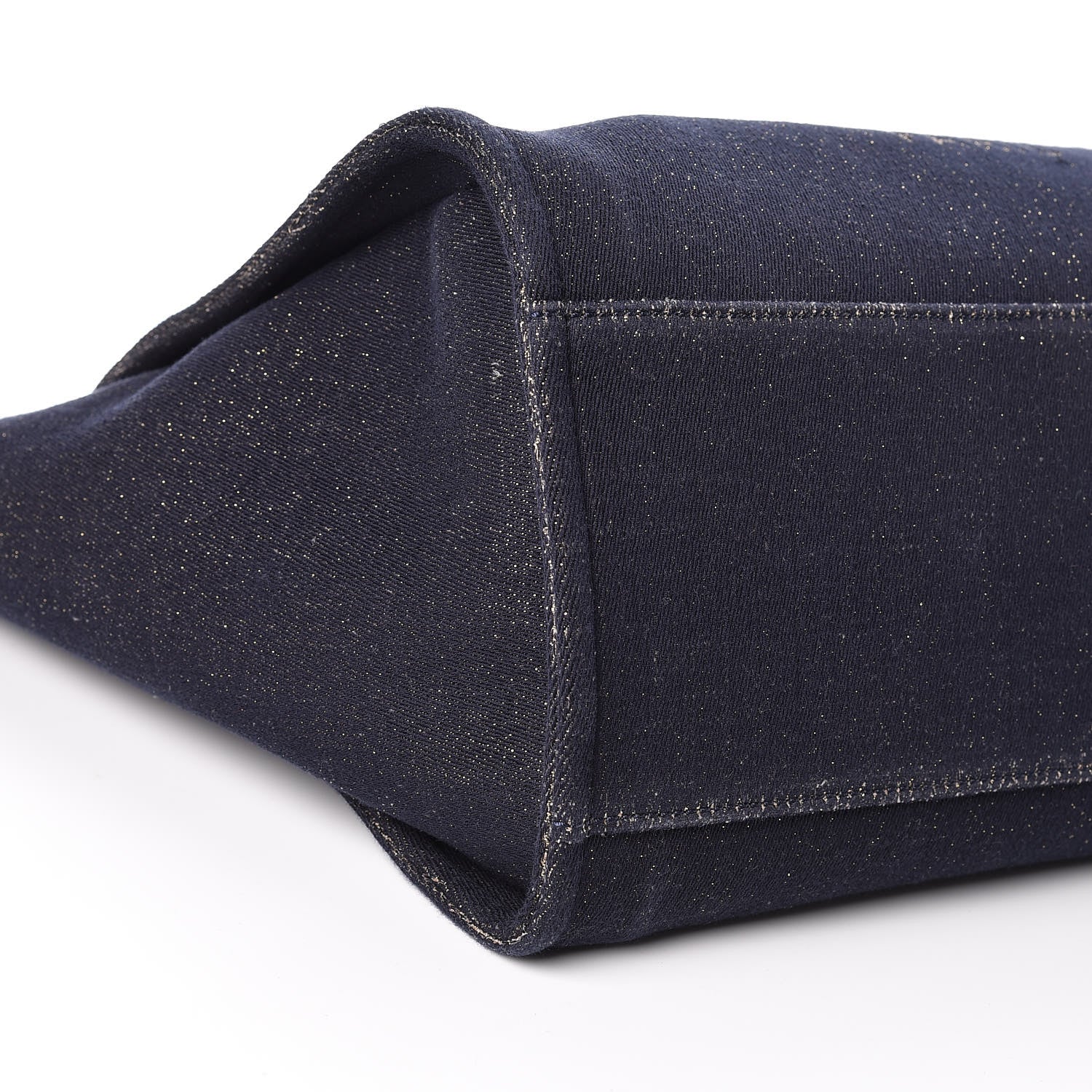 Chanel Lurex Canvas Medium Deauville Tote Navy Blue Gold 9 of 11