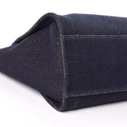 Chanel Lurex Canvas Medium Deauville Tote Navy Blue Gold 9 of 11