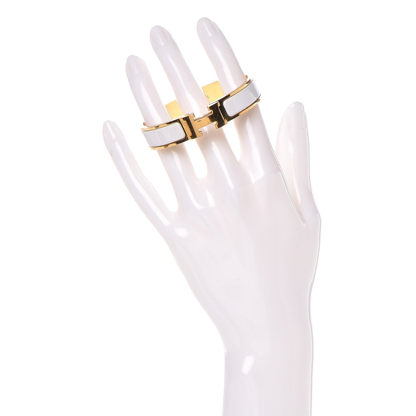 Enamel Narrow Clic Clac H Bracelet PM White