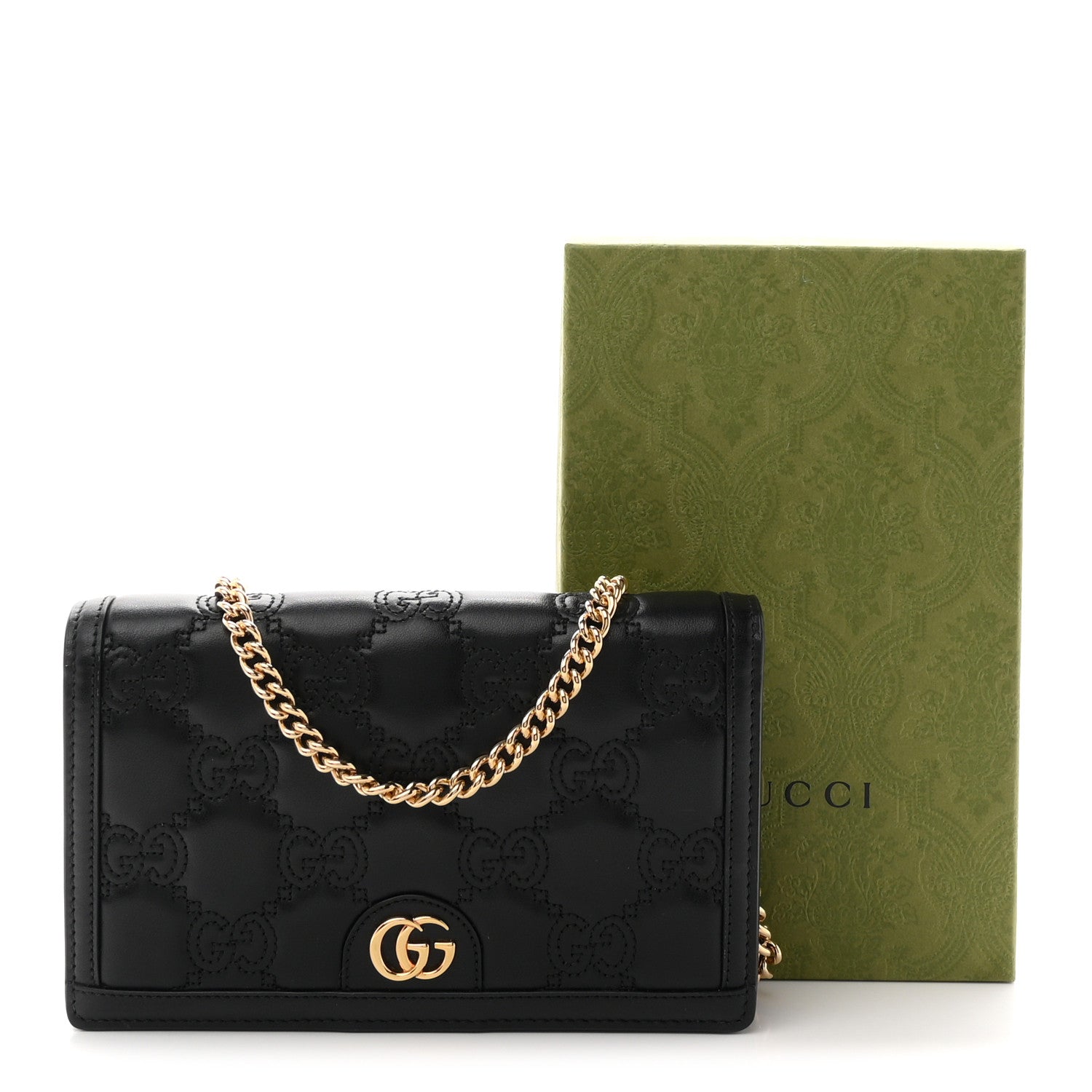 Gucci Calfskin GG Matelasse Chain Wallet Black 10 of 10