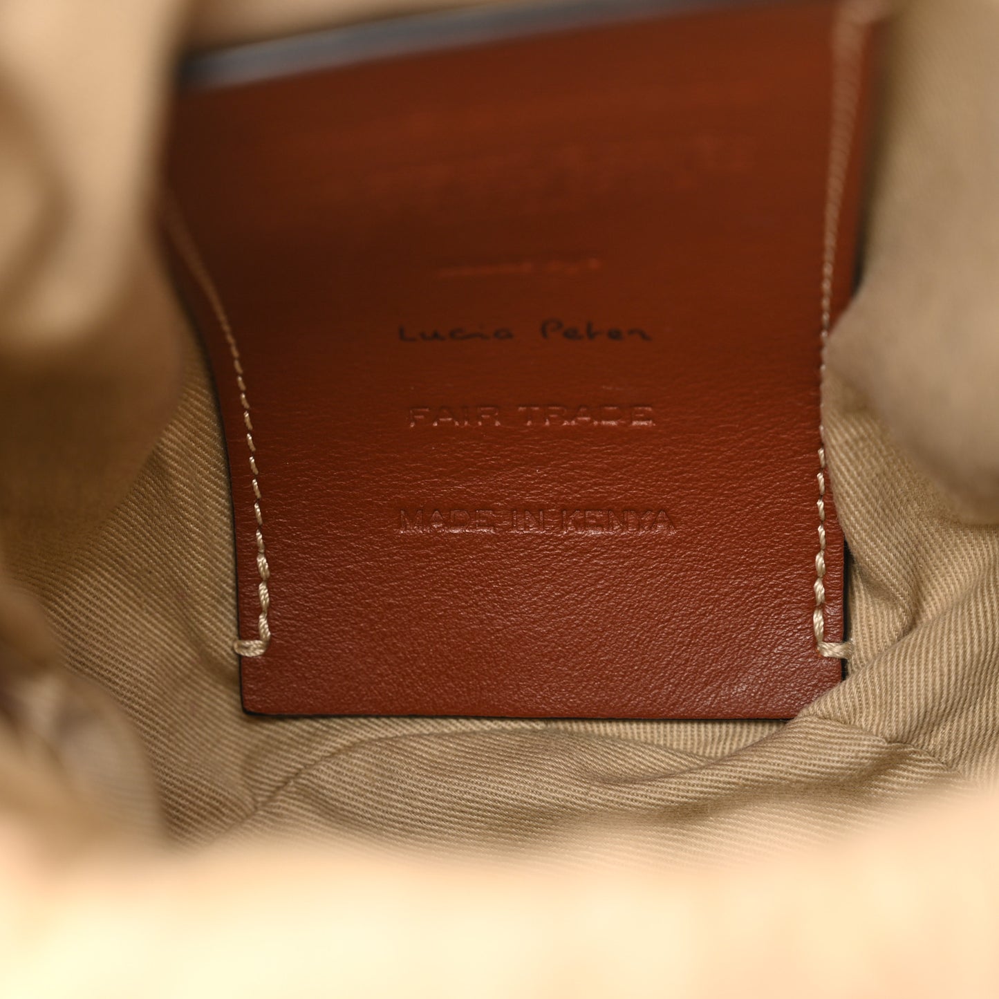 Raffia Calfskin Small Woody Striped Basket Bag Grove Brown