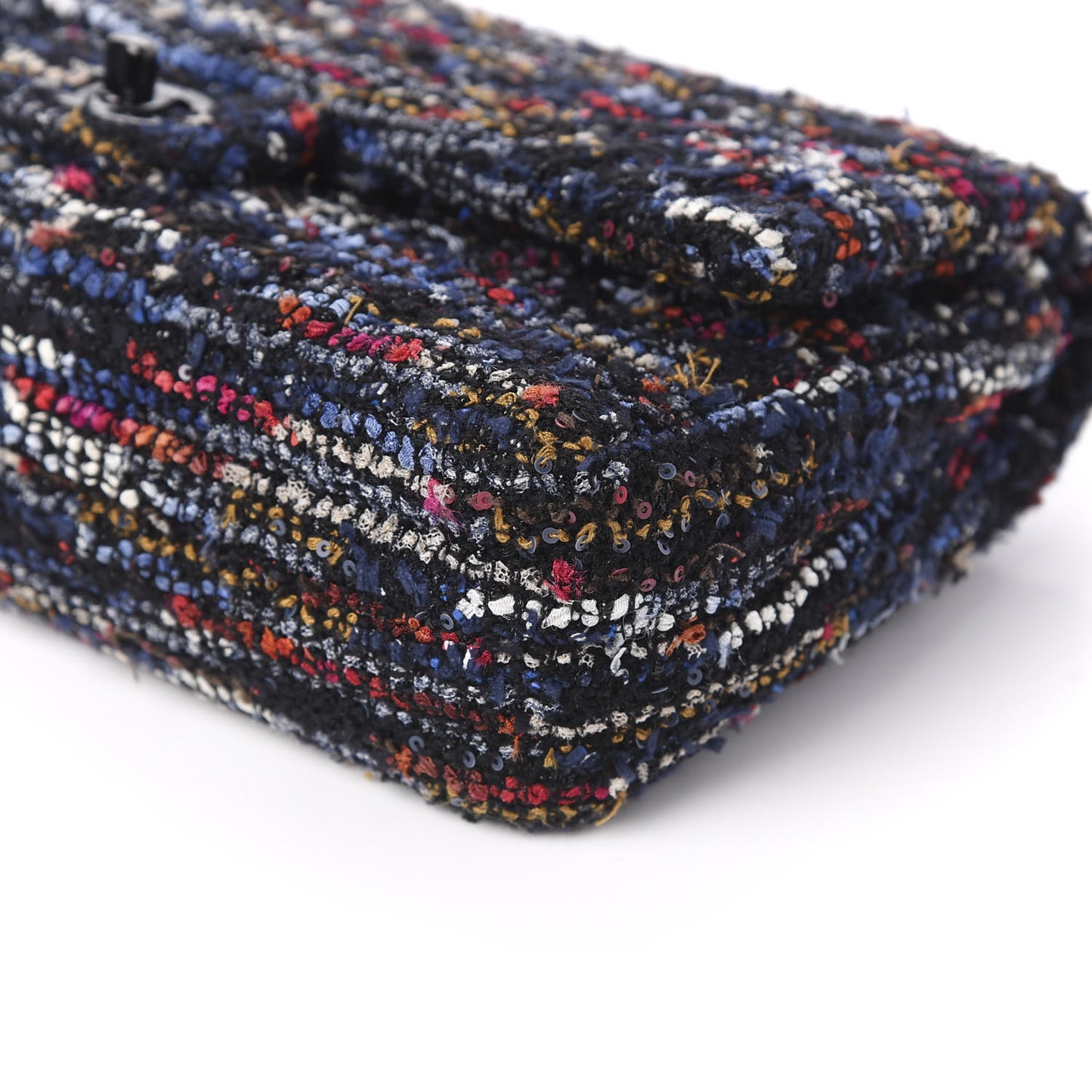 Tweed Sequin Chevron Quilted Medium Double Flap Multicolor