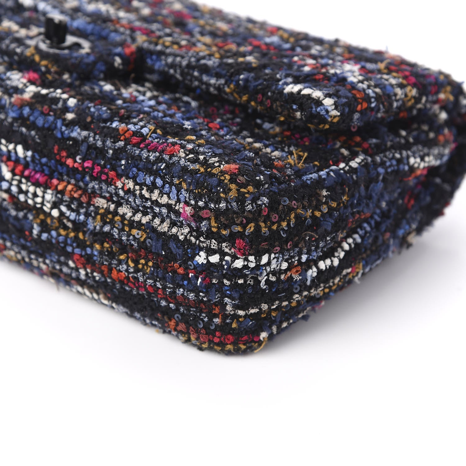 Chanel Tweed Sequin Chevron Quilted Medium Double Flap Multicolor 9 of 10