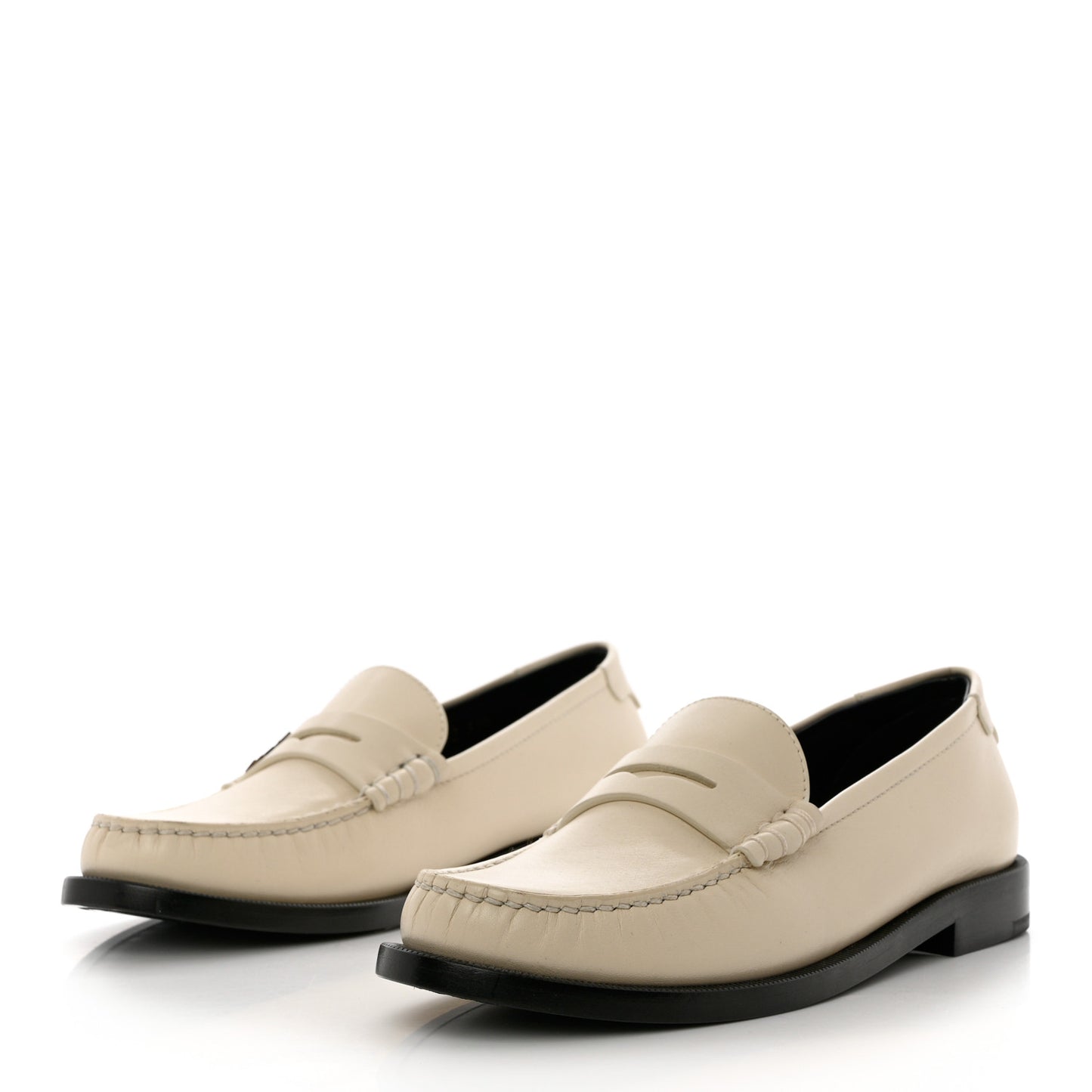 Calfskin Penny Loafers 36.5 Pearl