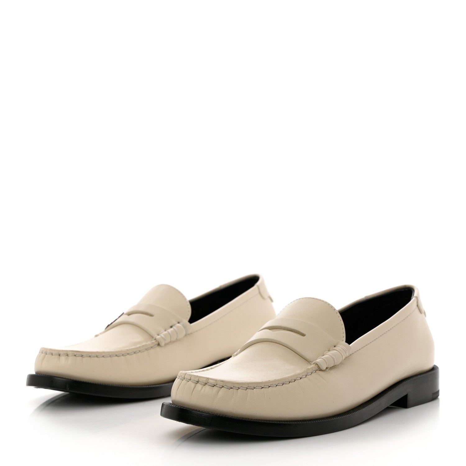 Saint Laurent Calfskin Penny Loafers 36.5 Pearl 3 of 9