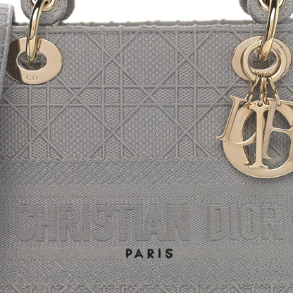 Christian Dior Canvas Embroidered Cannage Medium Lady D-Lite Gray 7 of 11