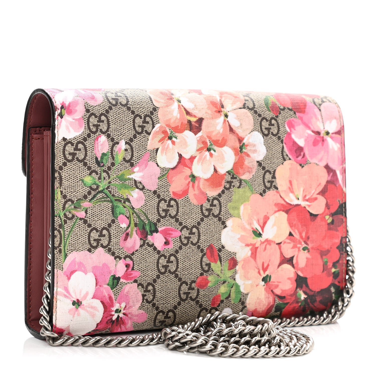 Gucci GG Supreme Monogram Blooms Mini Dionysus Chain Wallet Beige Multicolor Dry Rose 3 of 12