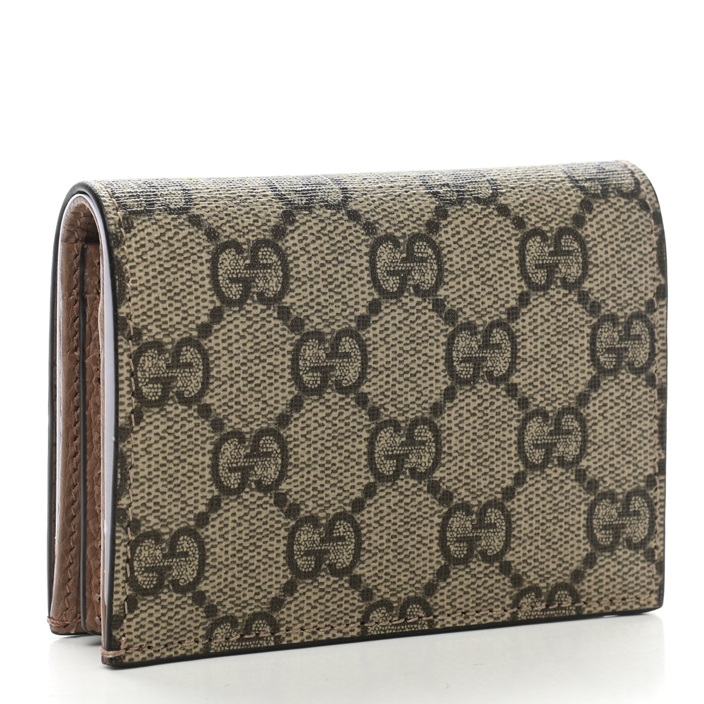 Dollar Calfskin GG Supreme Monogram GG Marmont Card Case Porcelain Rose Beige Ebony