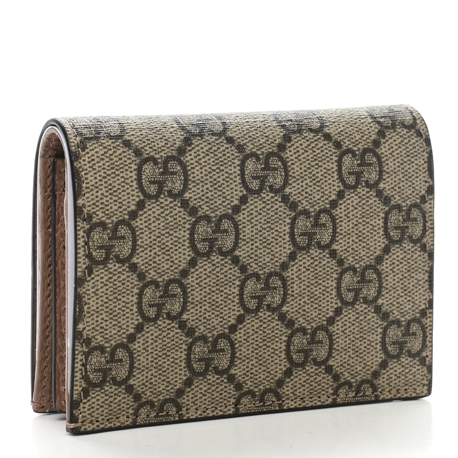 Gucci Dollar Calfskin GG Supreme Monogram GG Marmont Card Case Porcelain Rose Beige Ebony 3 of 8
