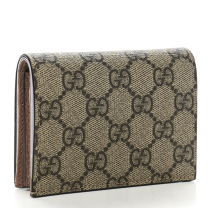 Gucci Dollar Calfskin GG Supreme Monogram GG Marmont Card Case Porcelain Rose Beige Ebony 3 of 8