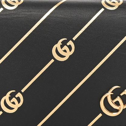 Gucci Calfskin Diagonal GG Card Case Black Gold 8 of 9