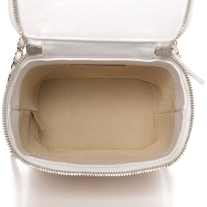 Chanel Calfskin Raffia Small Vanity Case Bag White Beige 4 of 10