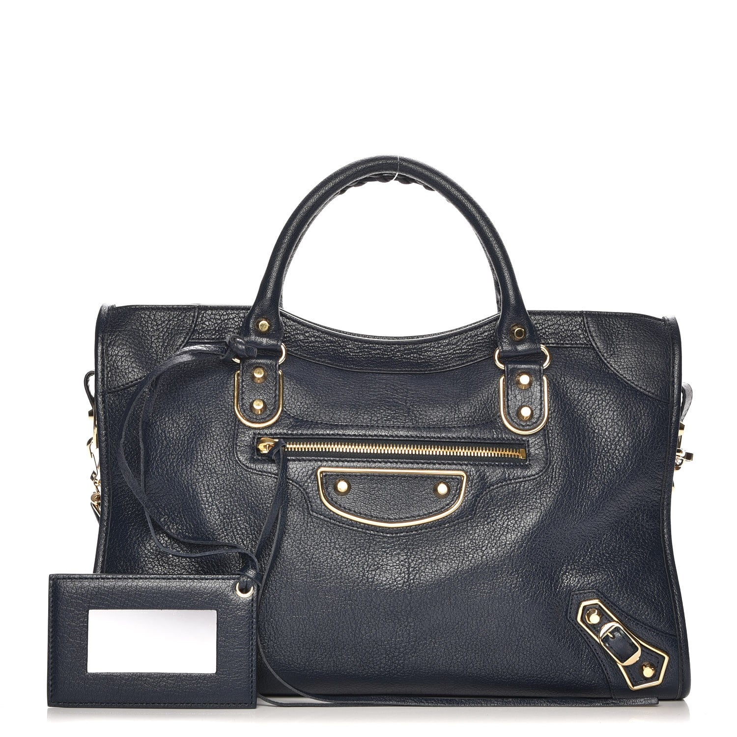 Balenciaga Chevre Gold Metallic Edge Hardware City Bleu Nuit Dark Sea 1 of 8