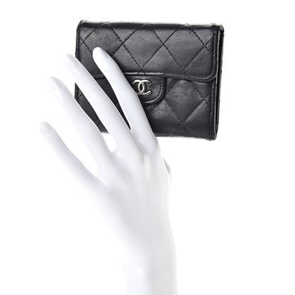 Chanel Lambskin Quilted Flap Card Holder Wallet Black 2 of 15
