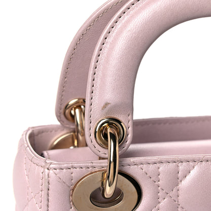 Christian Dior Metallic Lambskin Cannage Mini Lady Dior Lotus 13 of 15
