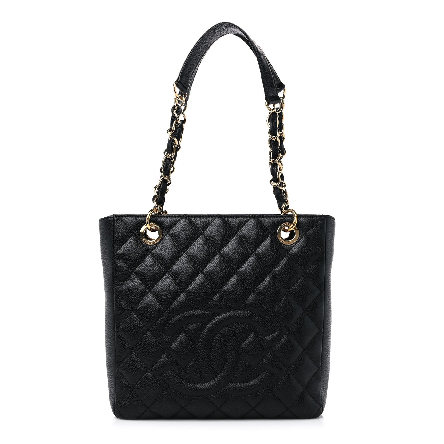 Caviar Quilted Petit Shopping Tote PST Black