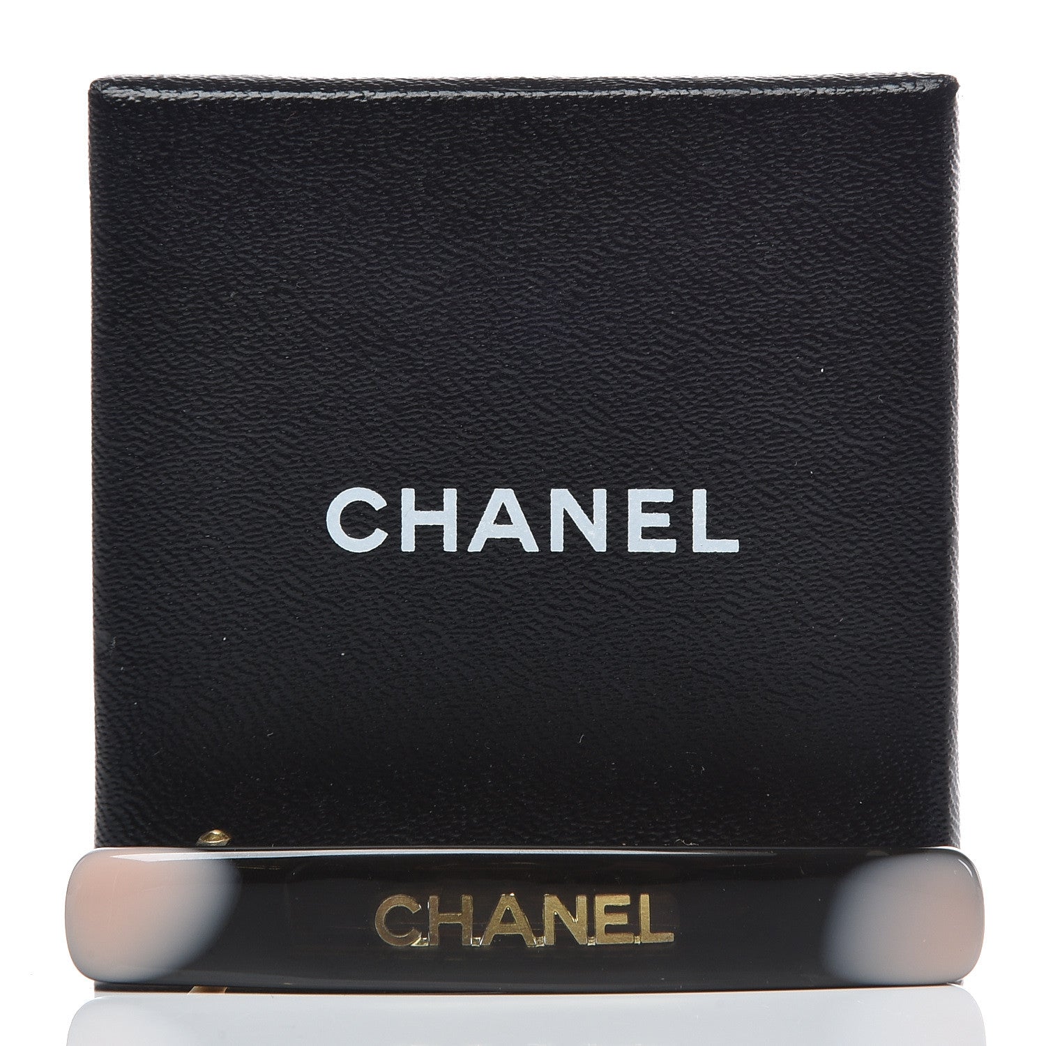 Chanel Resin Logo Hair Clip Barrette Brown 5 of 5