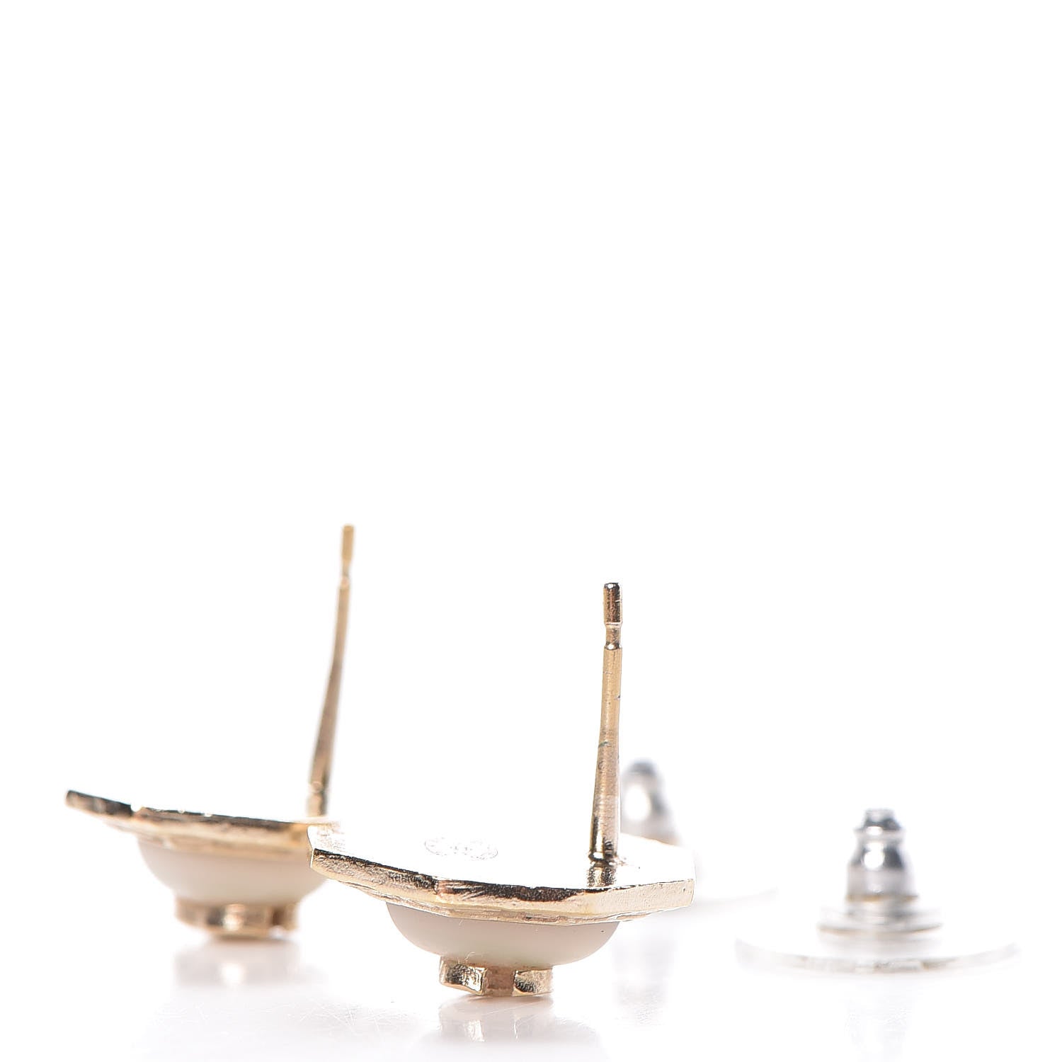 Chanel Enamel CC Earrings White Gold 3 of 5