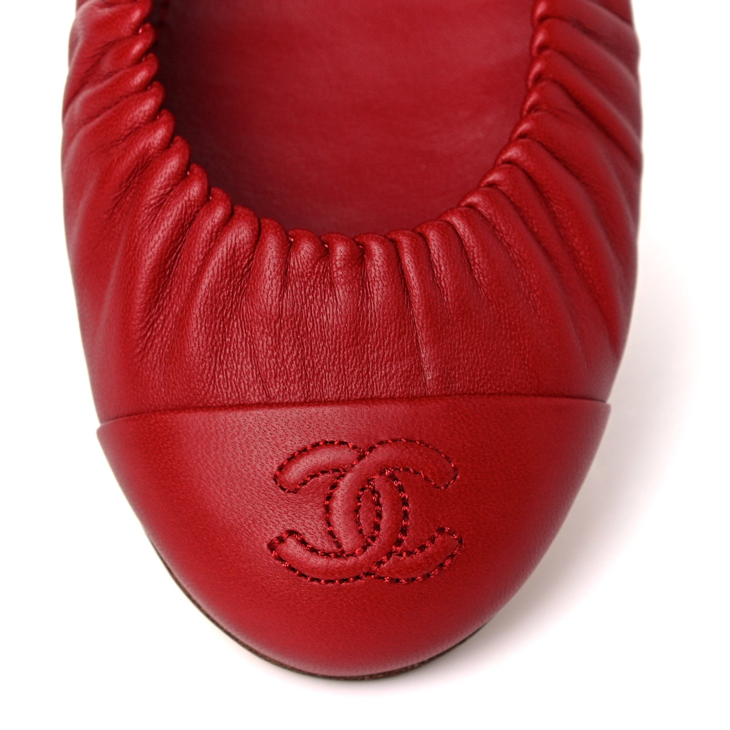 Chanel Lambskin CC Cap Toe Ballerina Flats 36 Red 8 of 11
