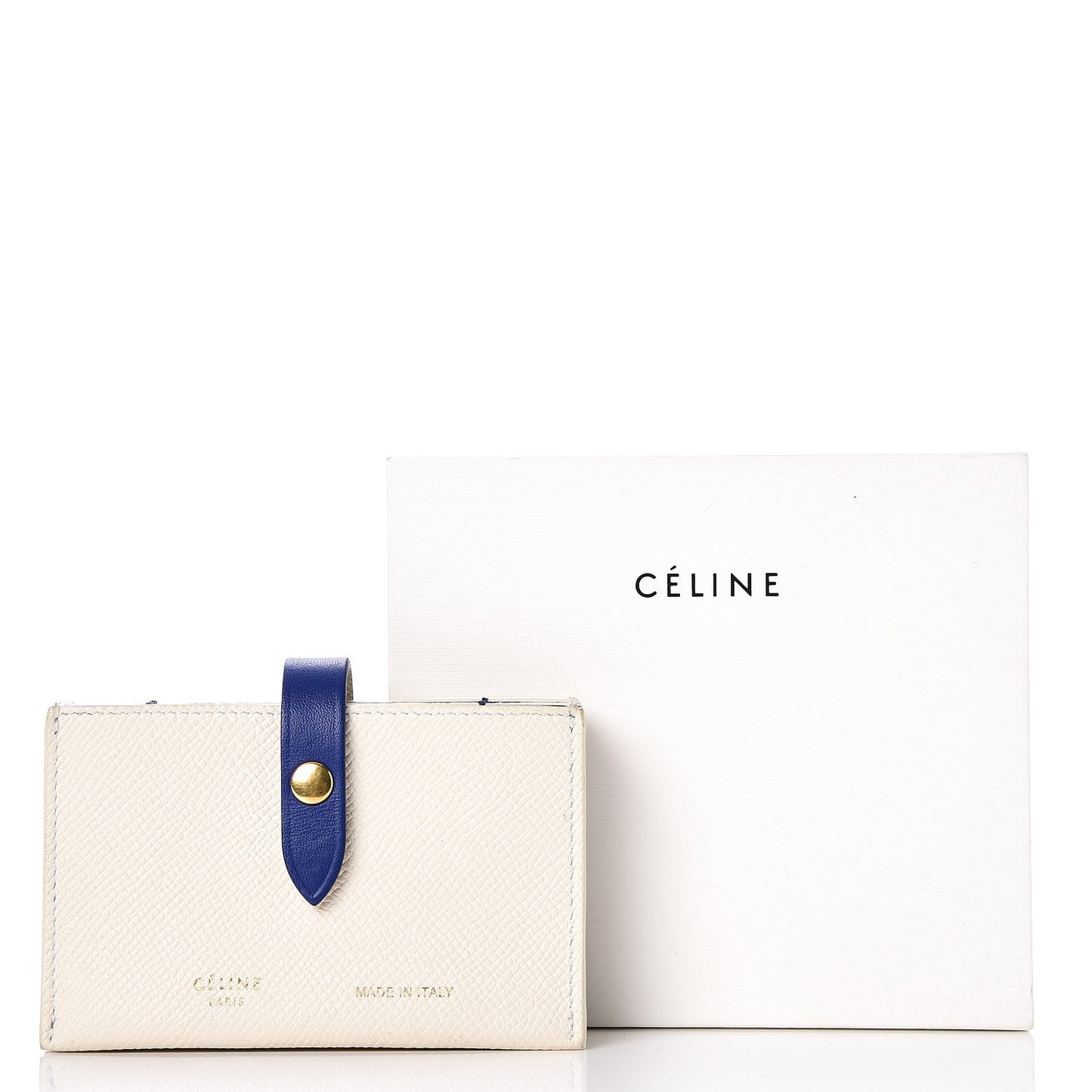 Grained Shiny Calfskin Accordion Card Holder White