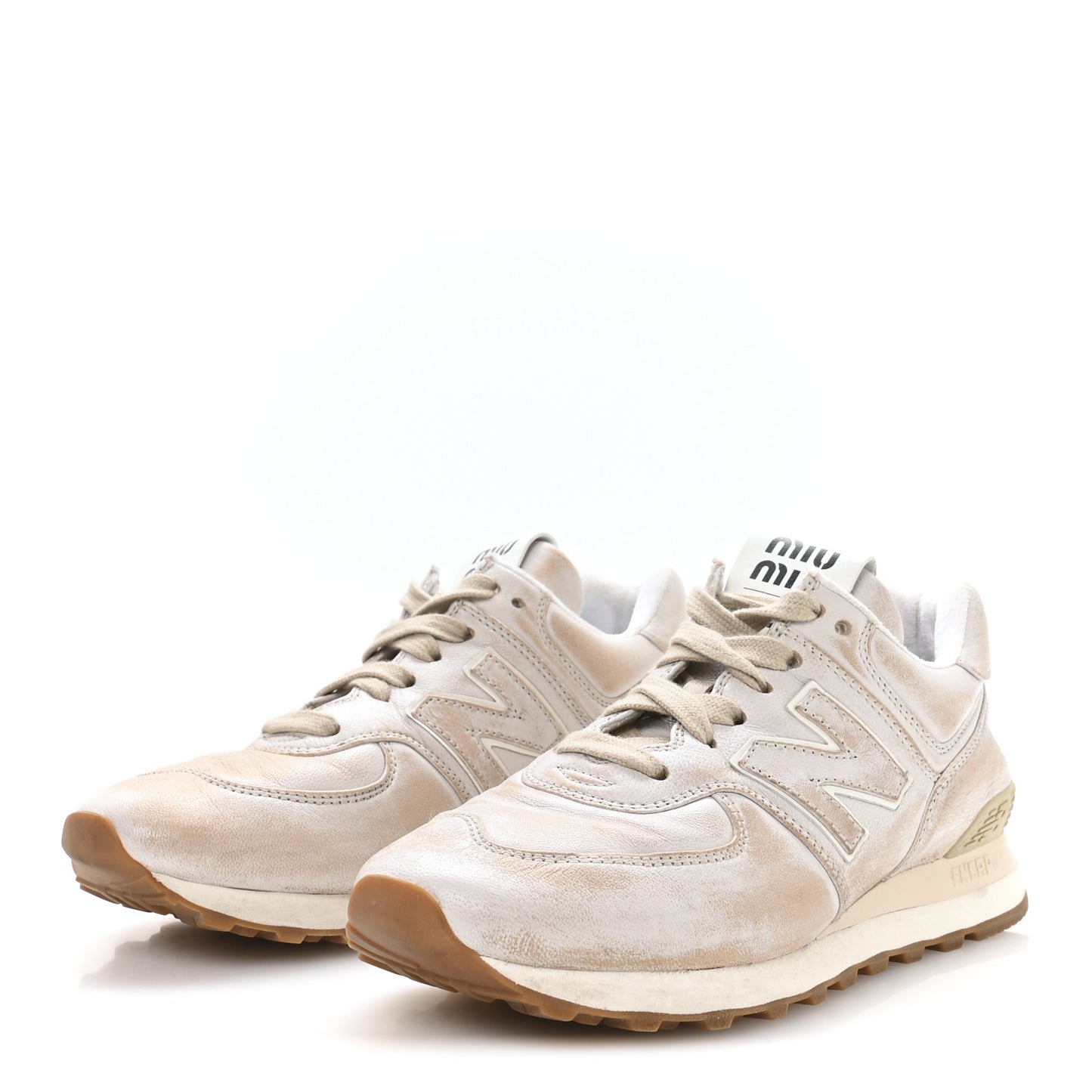 X NEW BALANCE Distressed Nappa  574 Sneakers 37.5 White
