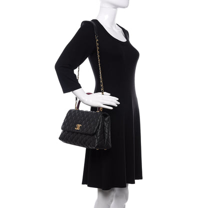 Chanel Caviar Elaphe Quilted Small Coco Handle Flap Black 2 of 11