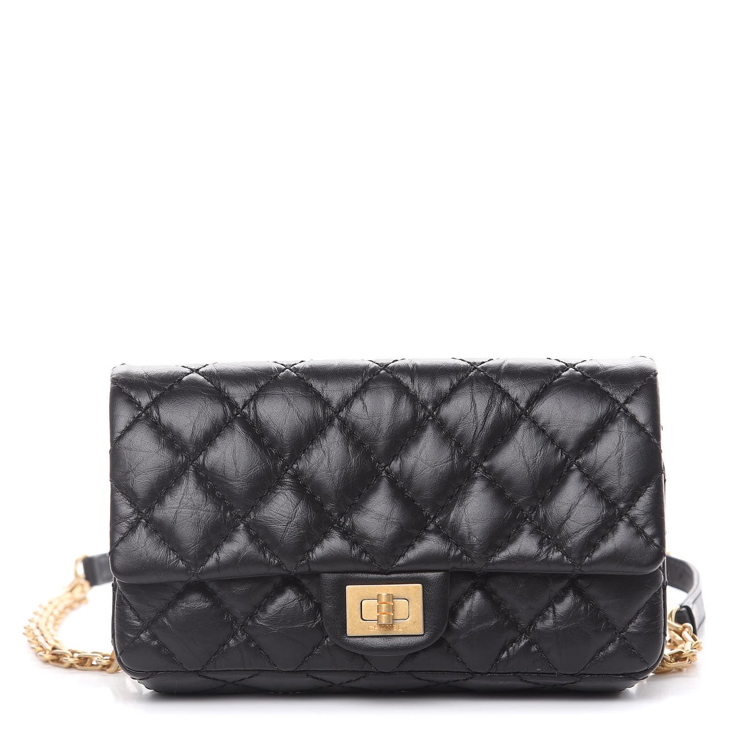 Aged Calfskin Quilted 2.55 Reissue Chain Waist Bag Black