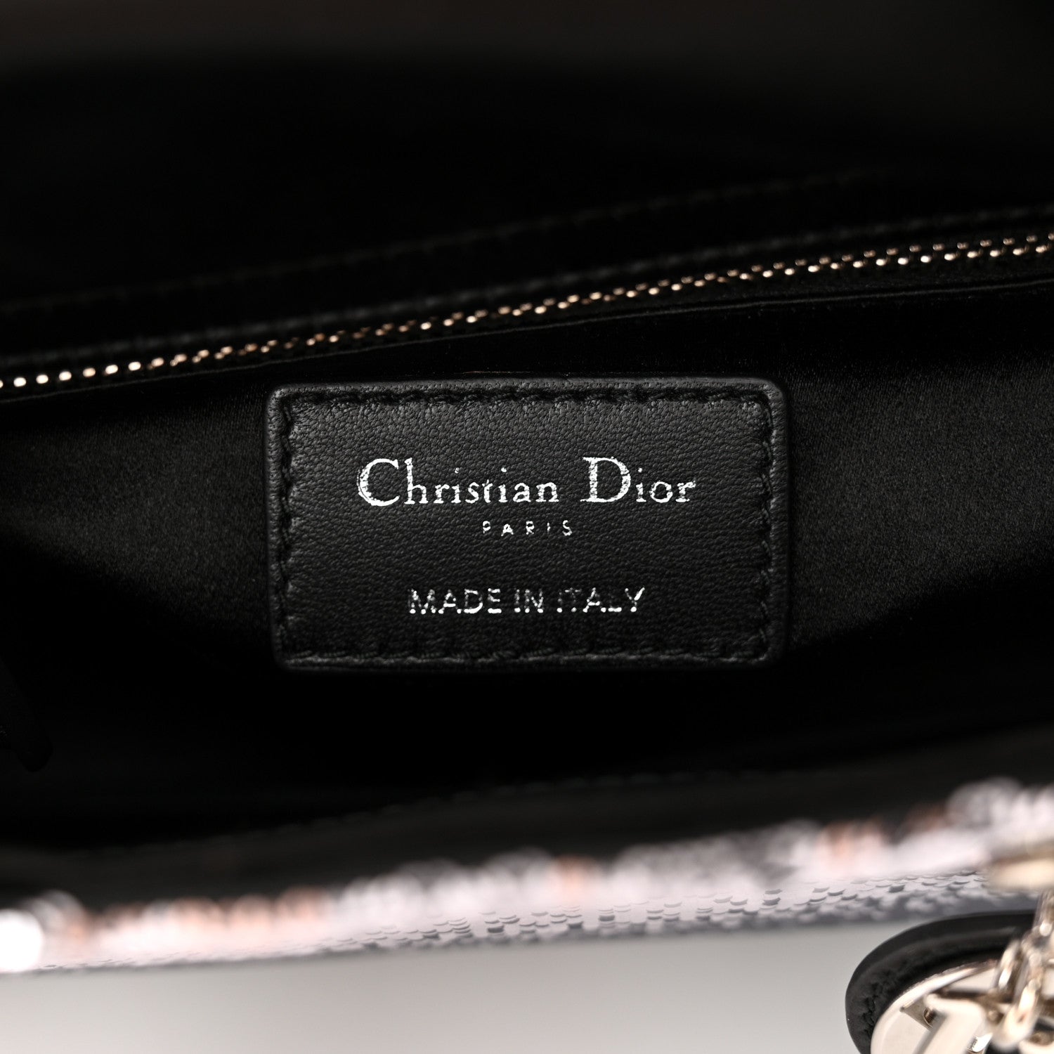 Christian Dior Satin Sequin Gradient Mini Lady Dior Black Silver 6 of 12
