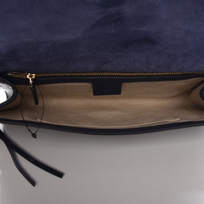Gucci Soft Patent Medium Soho Clutch Uniform Blue 5 of 7