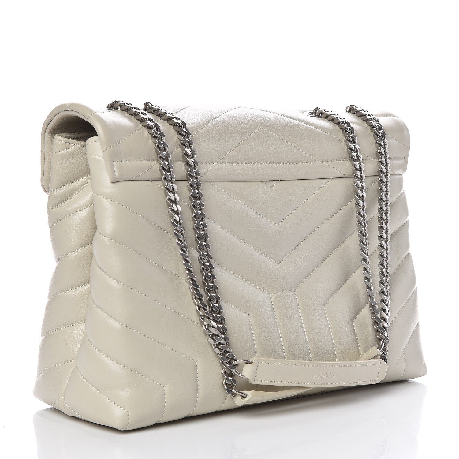 Saint Laurent Calfskin Y Quilted Monogram Medium Loulou Chain Satchel Ivory 3 of 10