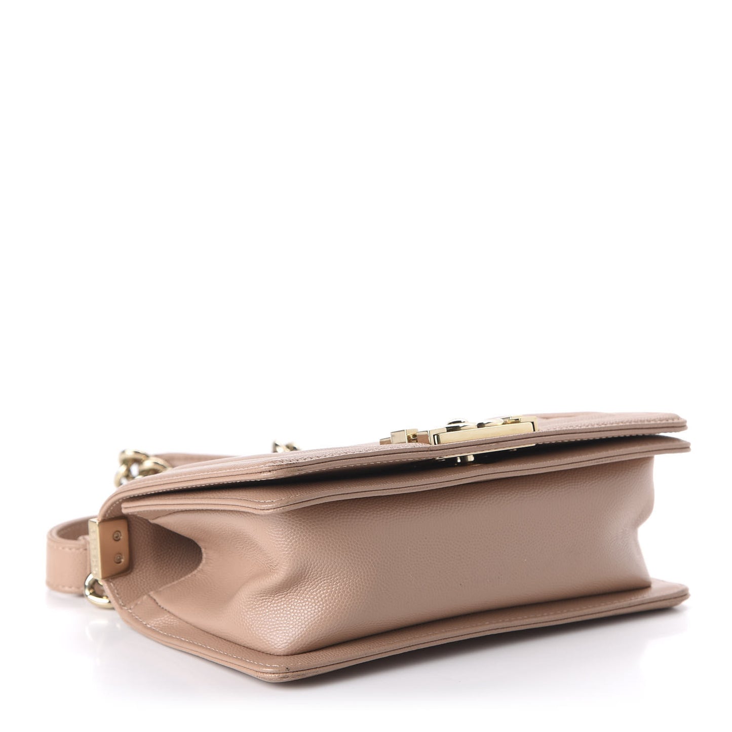 Caviar Chevron Quilted Small Boy Flap Dark Beige