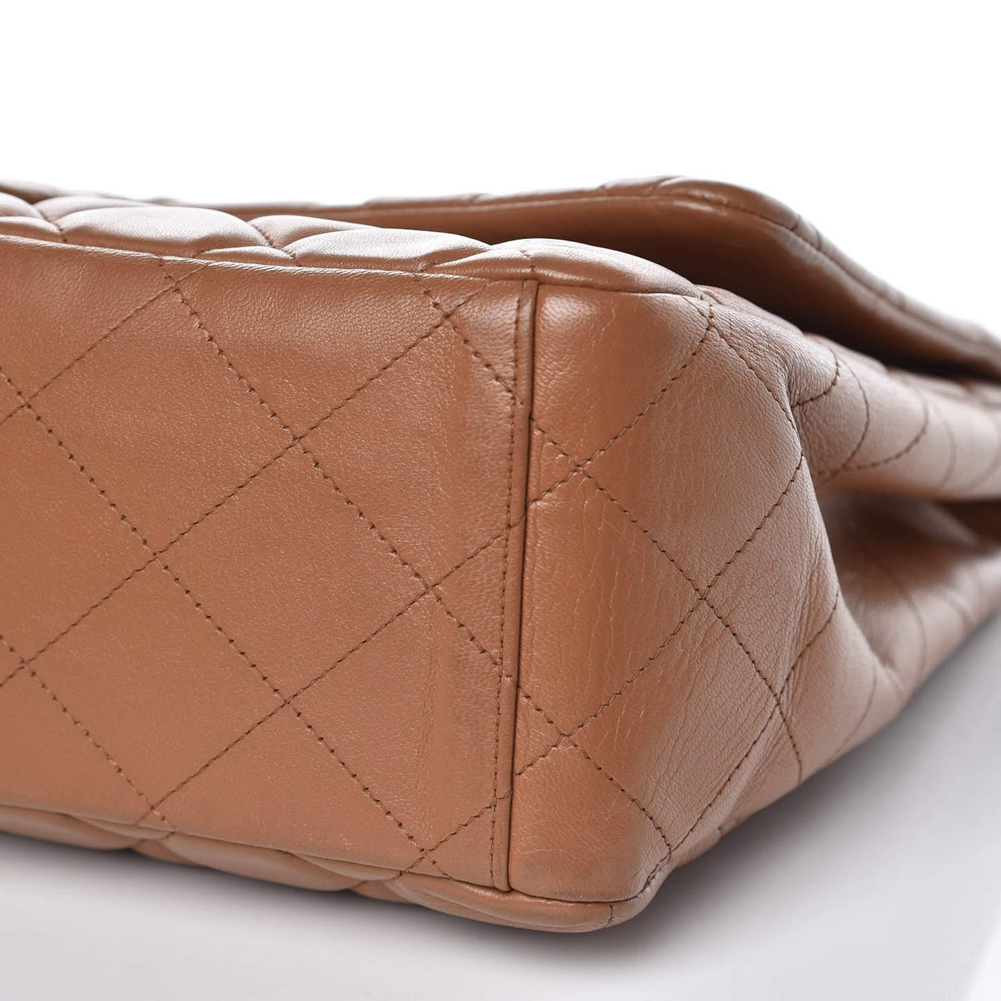 Lambskin Quilted Maxi Single Flap Dark Beige