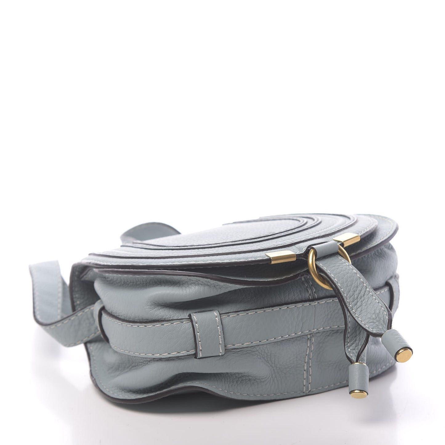 Calfskin Mini Marcie Round Crossbody Bag Faded Blue