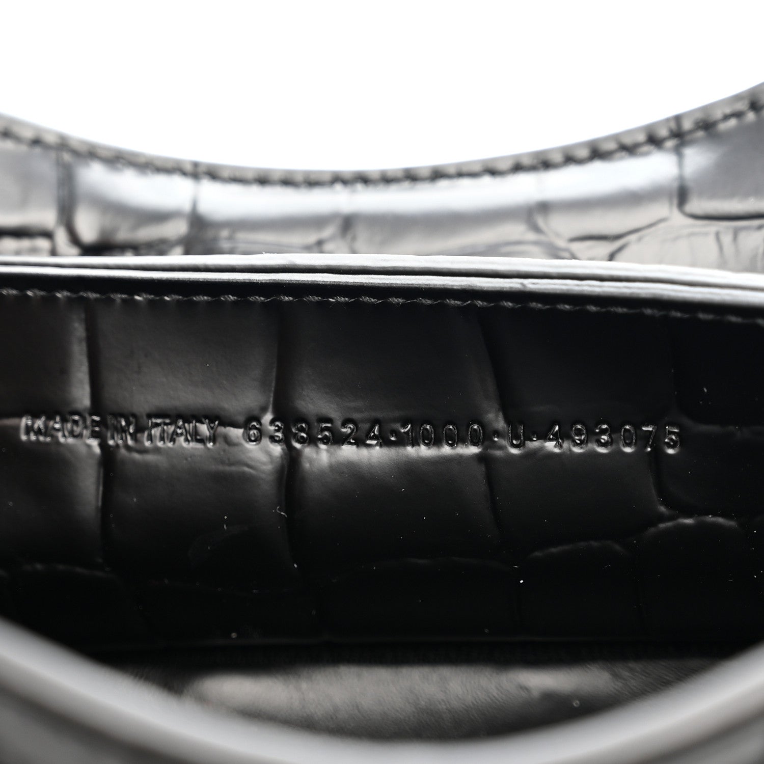 Balenciaga Semi Shiny Calfskin Crocodile Embossed Neo Classic Black Hardware Mini City Black 7 of 10
