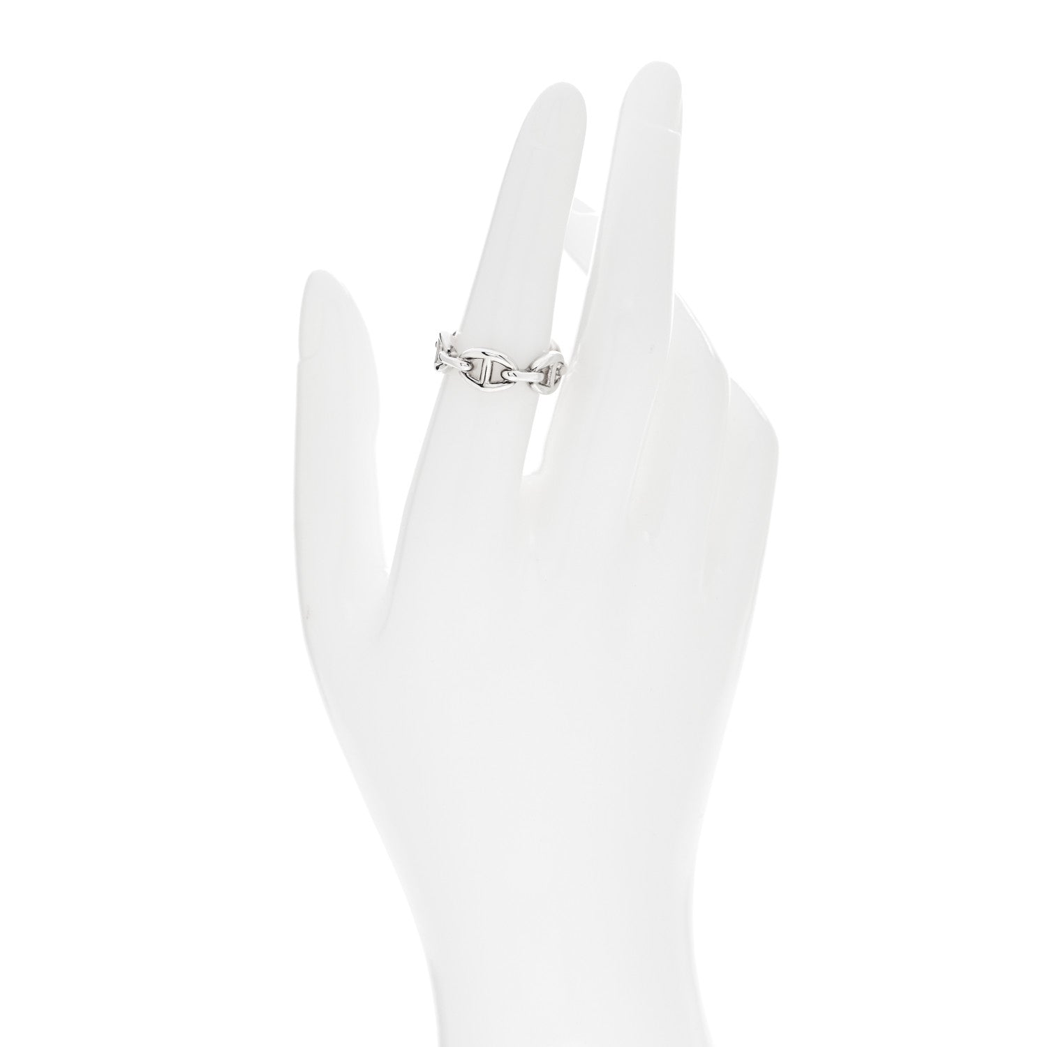 Hermes Sterling Silver PM Chaine d'Ancre Enchainee Band Ring 53 6.5 2 of 9