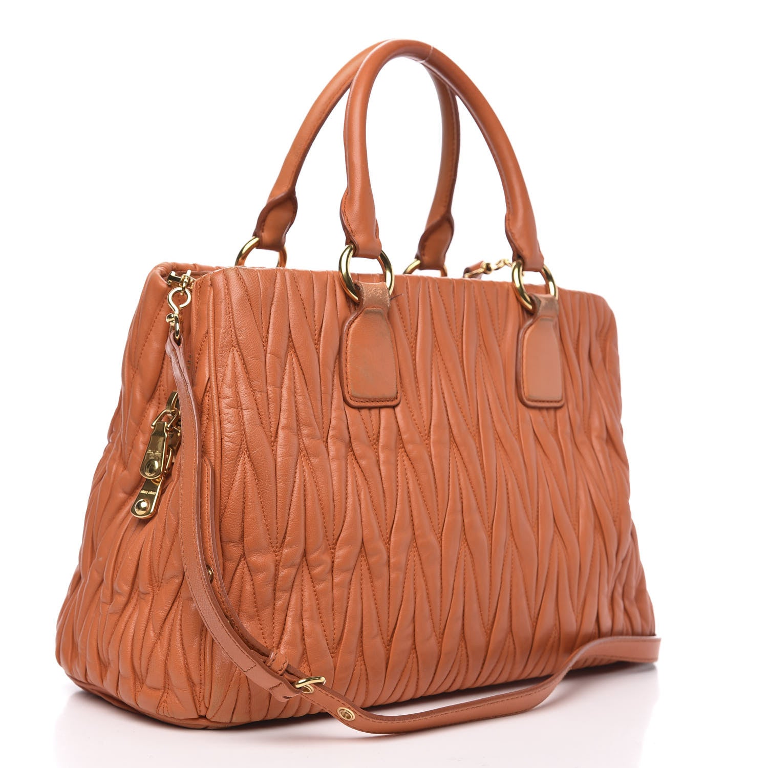 Miu Miu Nappa Matelasse Tote Papaya 3 of 17