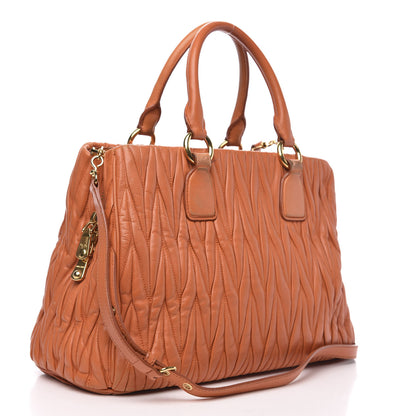 Miu Miu Nappa Matelasse Tote Papaya 3 of 17