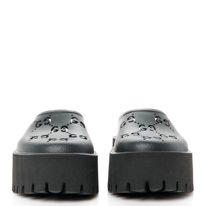 Gucci Rubber GG Monogram Perforated Elea Platform 55mm Lug Sole Sandals 36 Black 2 of 8