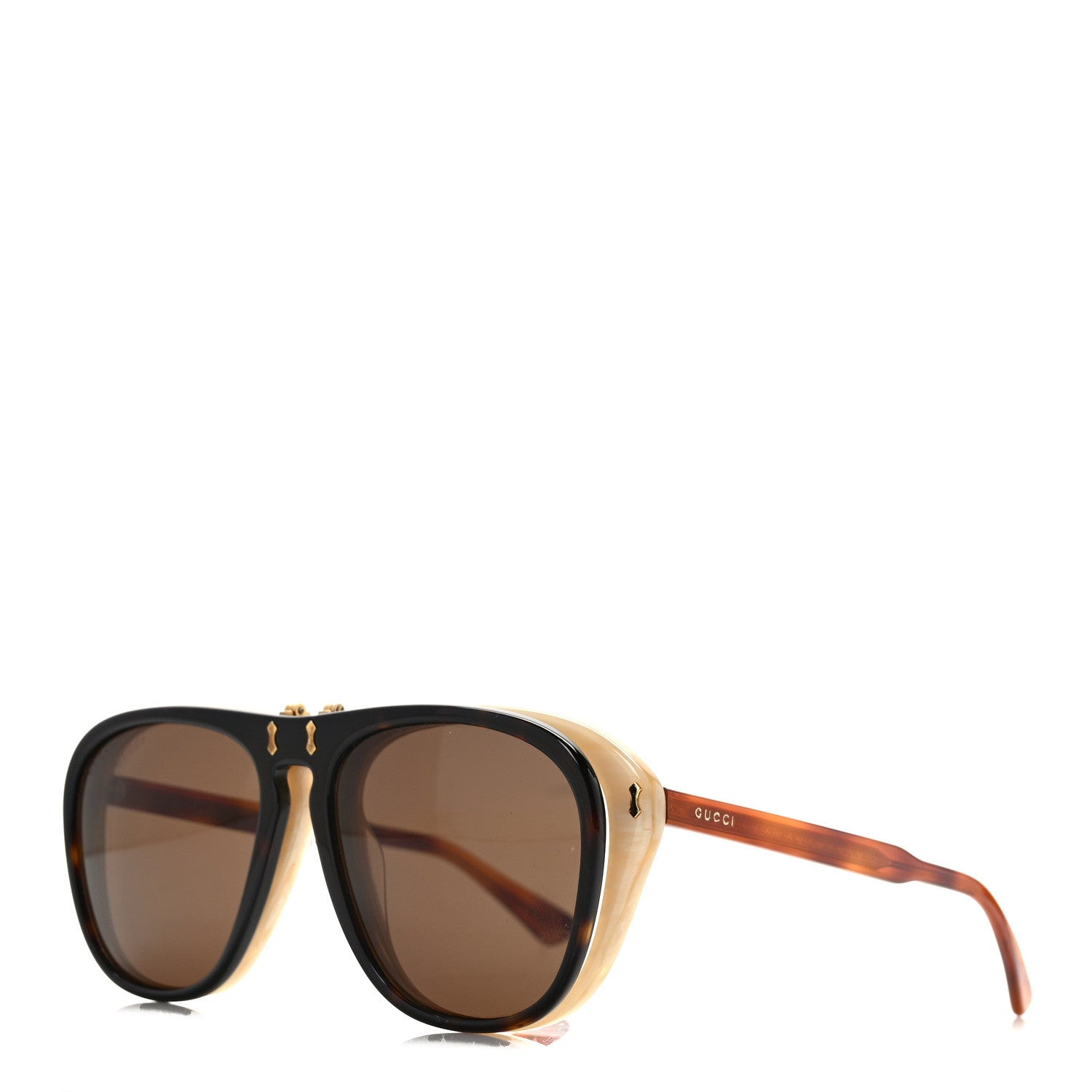 Gucci Aviator Flip Up Sunglasses GG0087S Havana 1 of 8