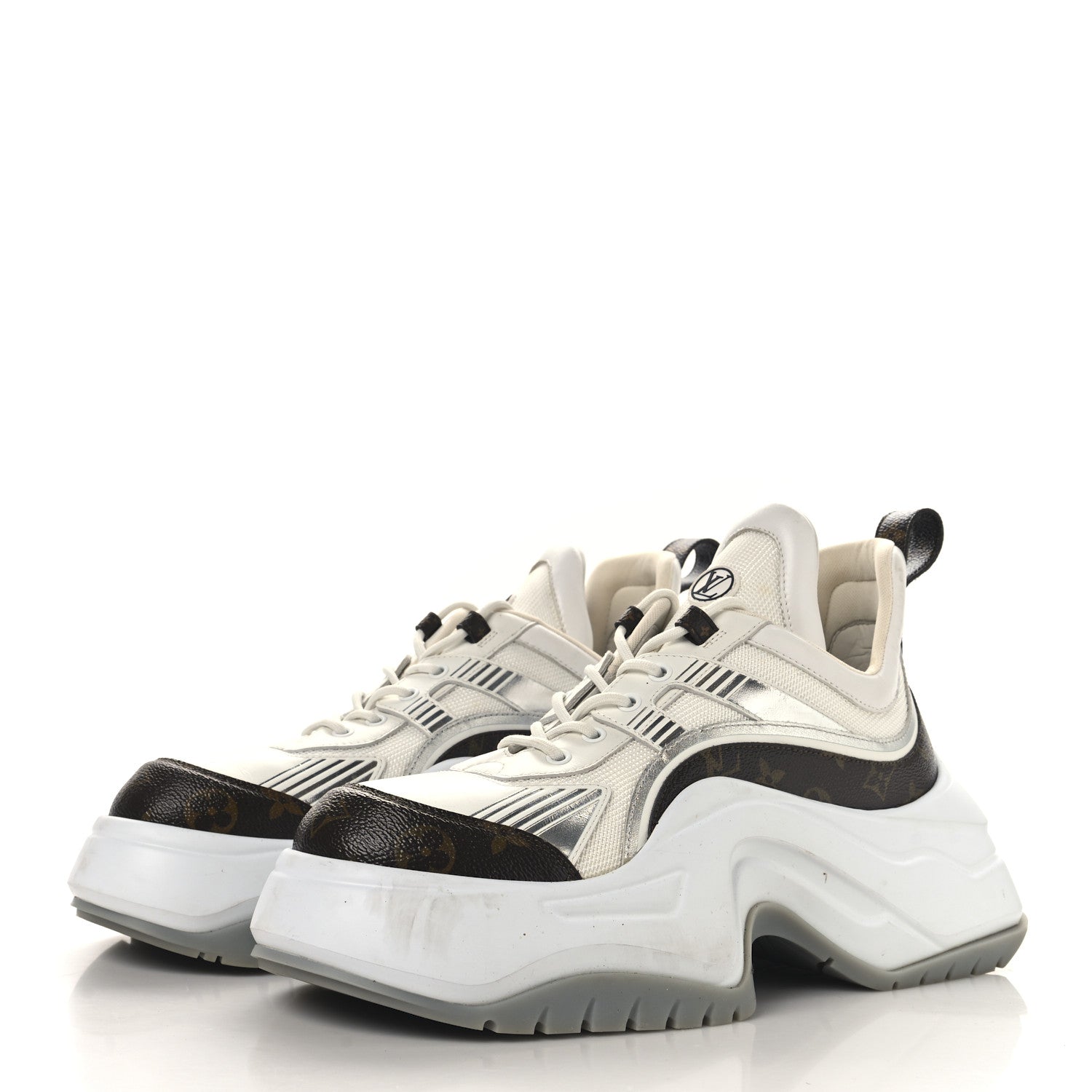 Louis Vuitton Calfskin Monogram Mens LV Archlight 2.0 Platform Sneakers 9 White 4 of 11