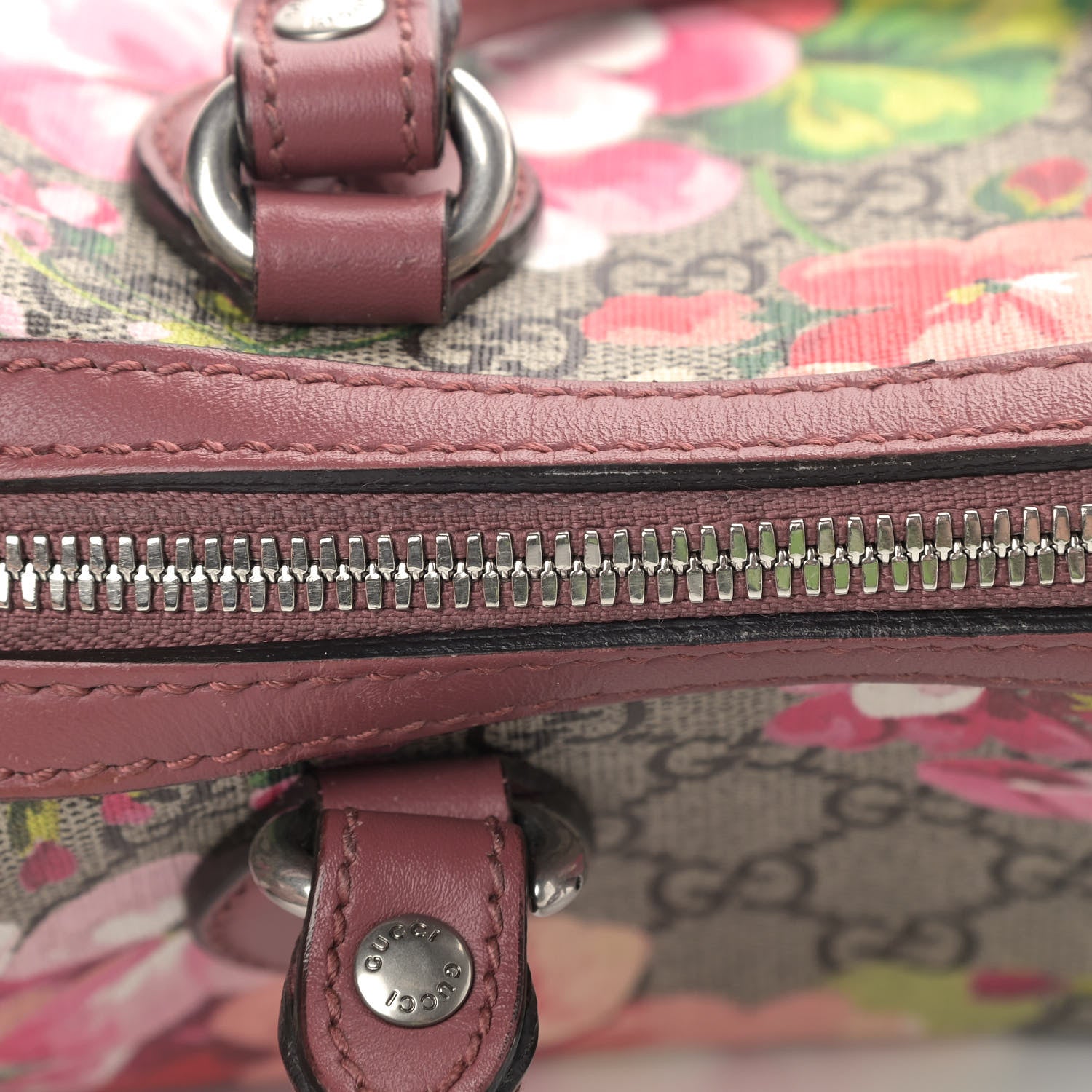 Gucci GG Supreme Monogram Blooms Mini Boston Beige Multicolor Dry Rose 11 of 12
