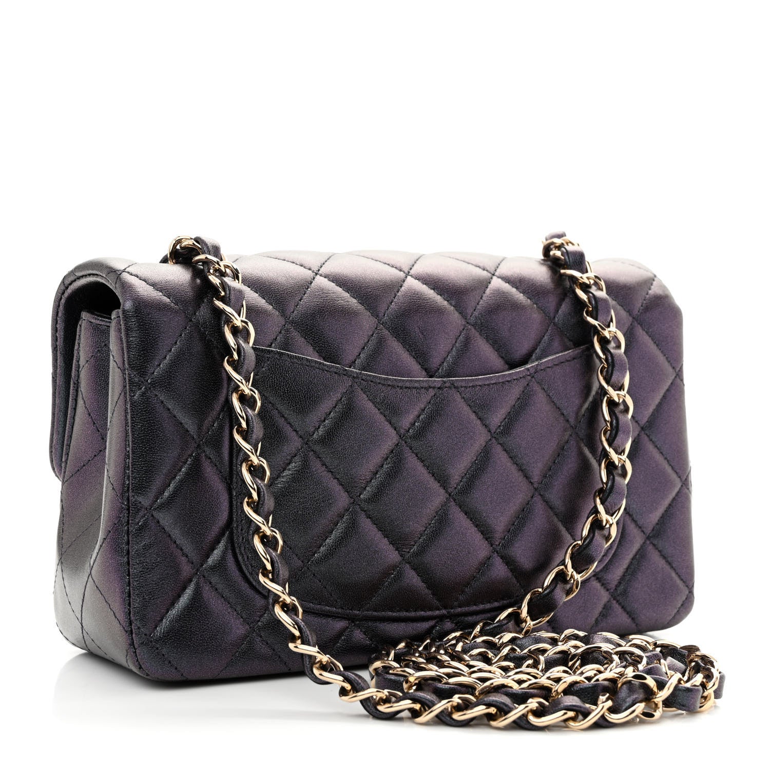 Chanel Iridescent Lambskin Quilted Mini Rectangular Flap Black 3 of 13