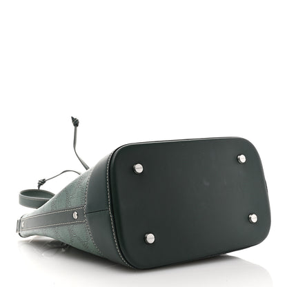 MCM Lauretos Spanish Calfskin Medium Himmel Drawstring Bucket Bag Forest Green 5 of 12