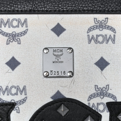 MCM X Ekocycle Visetos Wristlet Pouch White Black 7 of 9