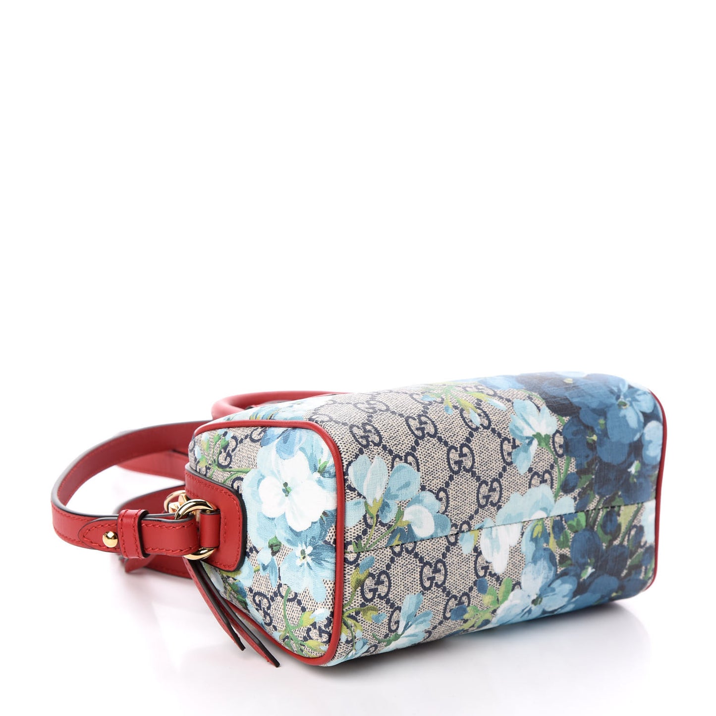 GG Supreme Monogram Blooms Mini Boston Navy Blue Hibiscus