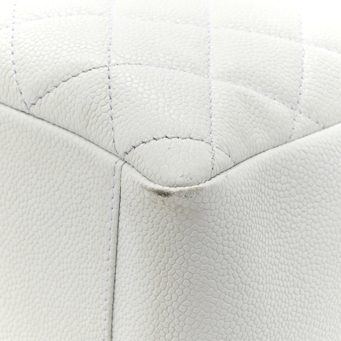 Caviar Quilted Grand Shopping Tote GST White