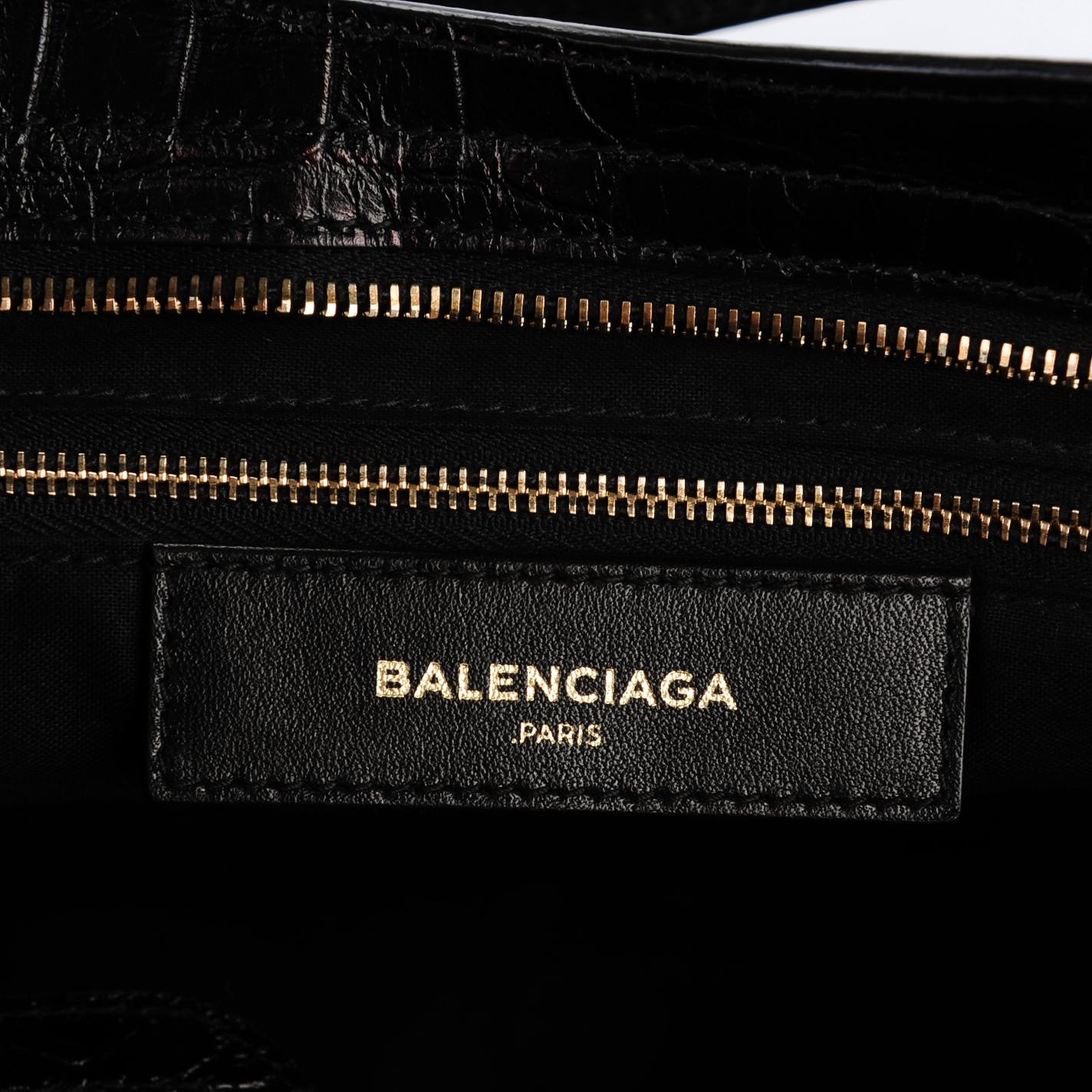 Balenciaga Calfskin Crocodile Embossed Giant 12 Gold Hardware City Black 6 of 7