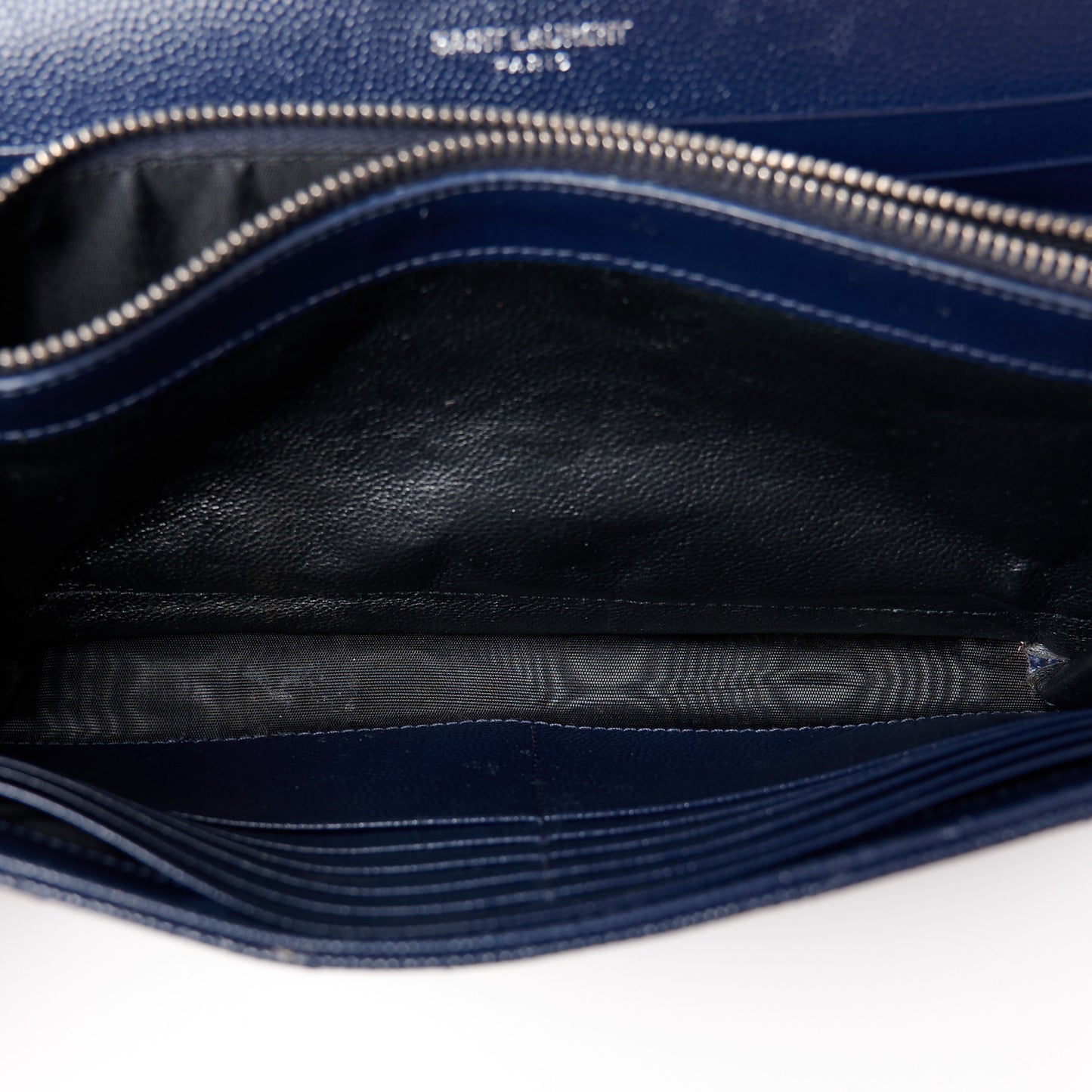 Grain De Poudre Matelasse Chevron Monogram Chain Wallet Blue Sapphire