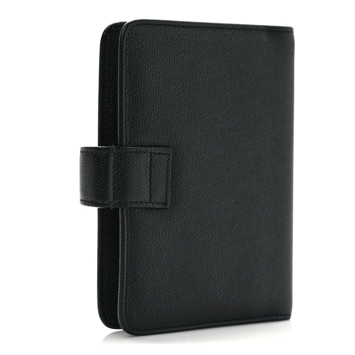 Grained Calfskin CC Button Pocket Agenda Cover Black