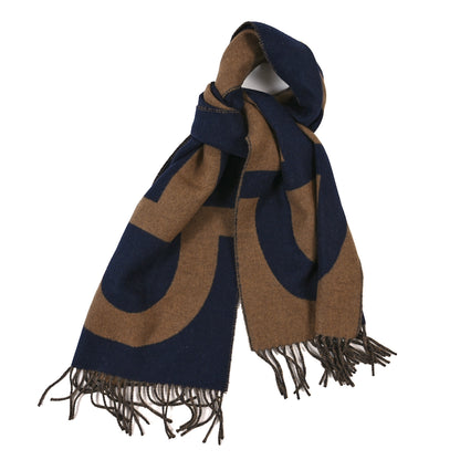 Hermes Cashmere Casaque Grand Mors Muffler Marine Bronze 1 of 4